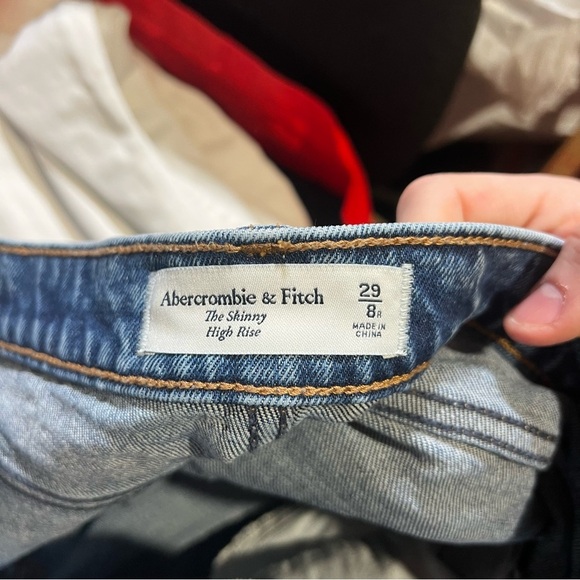 Abercrombie & Fitch The Skinny High Rise Jeans Distressed Size 29 8R Blue - Picture 8 of 8